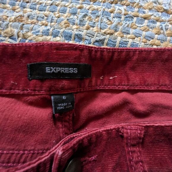 Vtg Express Corduroy Maroon Jeans Pants 6 Low Rise Bootcut Flare Made In Hong Ko - Picture 3 of 10